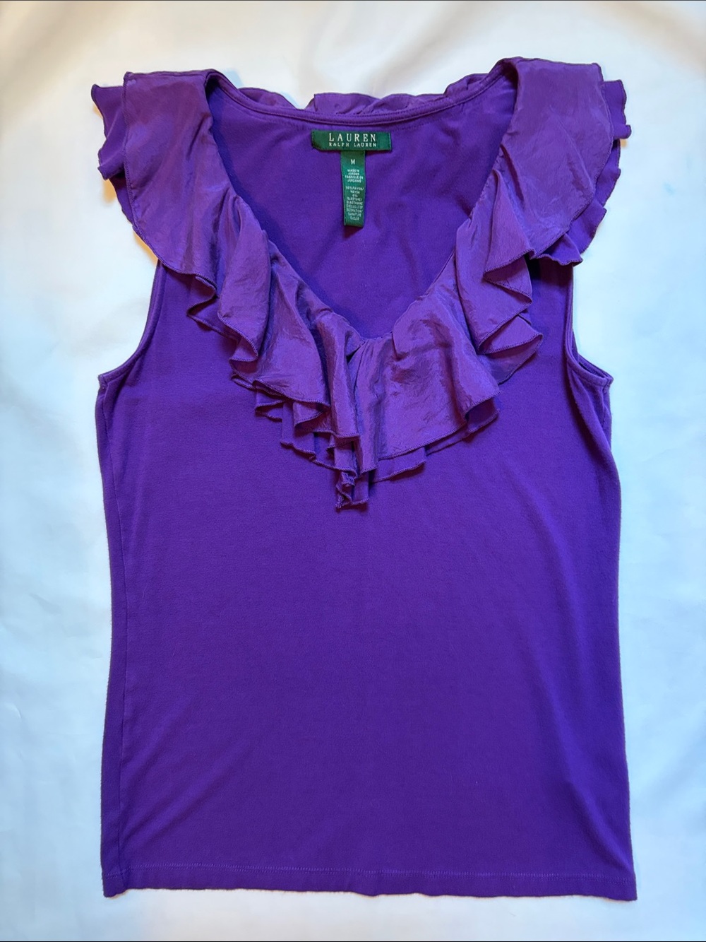 Lauren Ralph Lauren Purple Ruffle V-Neck Sleeveless Camisole